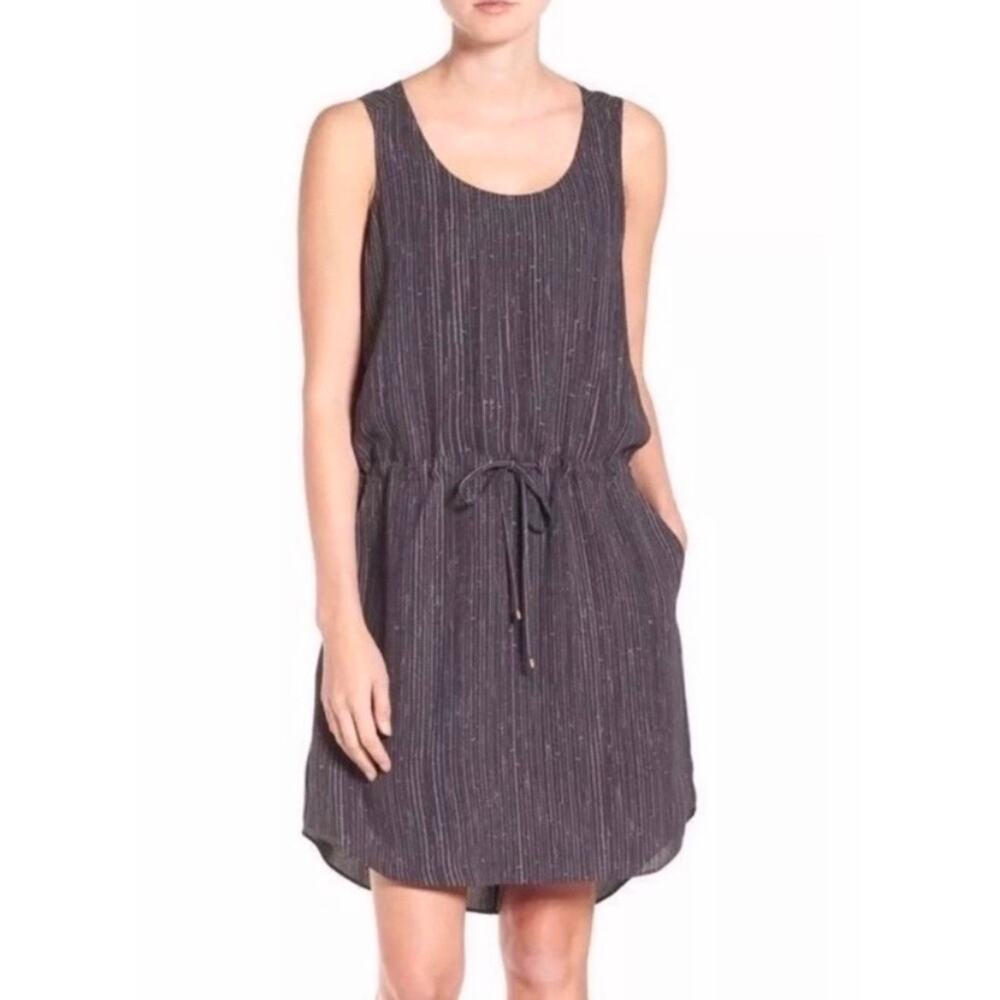 Eileen Fisher Shima Silk Dress Gray Print Medium Casual Minimalist Resort - Picture 9 of 10